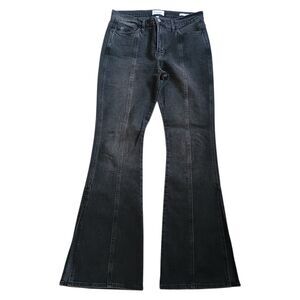 Frame Jeans Womens 29 Le High Flare Wide Leg Black Denim Stretch Side Slit 32x34